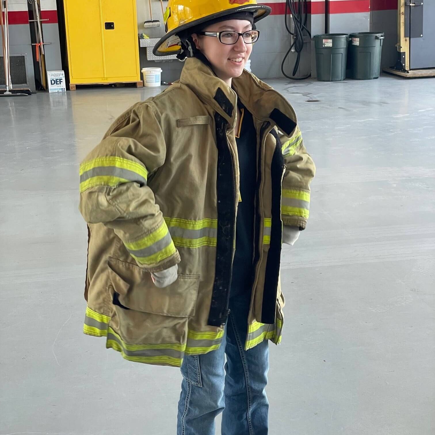 woman in firefighter uniform